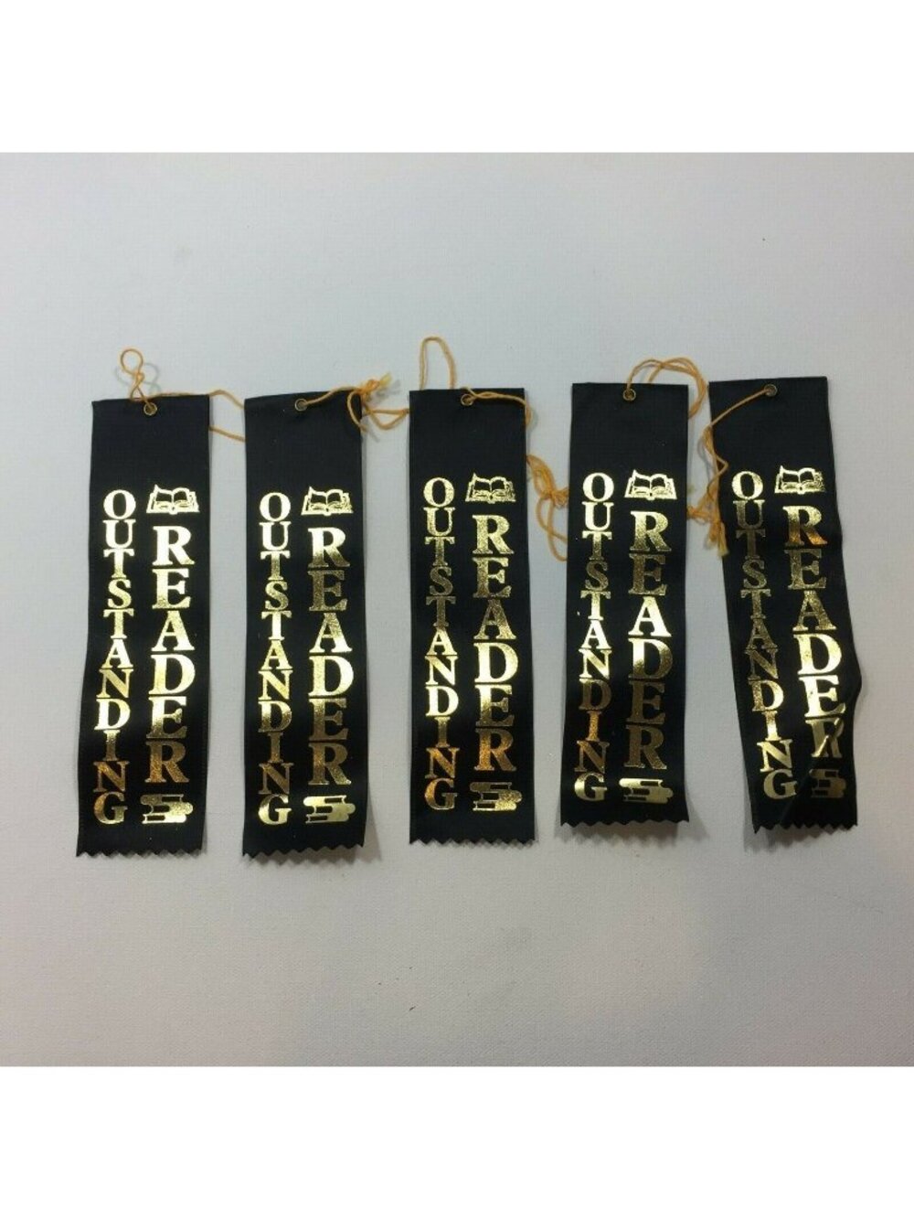 Affluence Unlimited Outstanding Reader Black Gold Ribbon Bookmark 8" Personalize